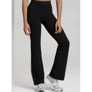 SPANX Slim X Bagel Buster Yoga Pants Flared Black Double Waistband Stretch M New